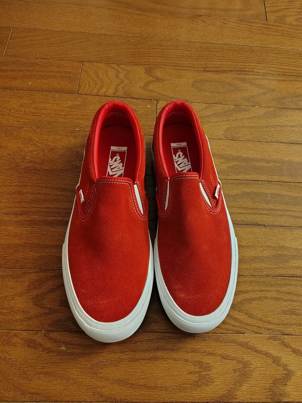 Men's Vans Red Slip-On Loafers with White Sole